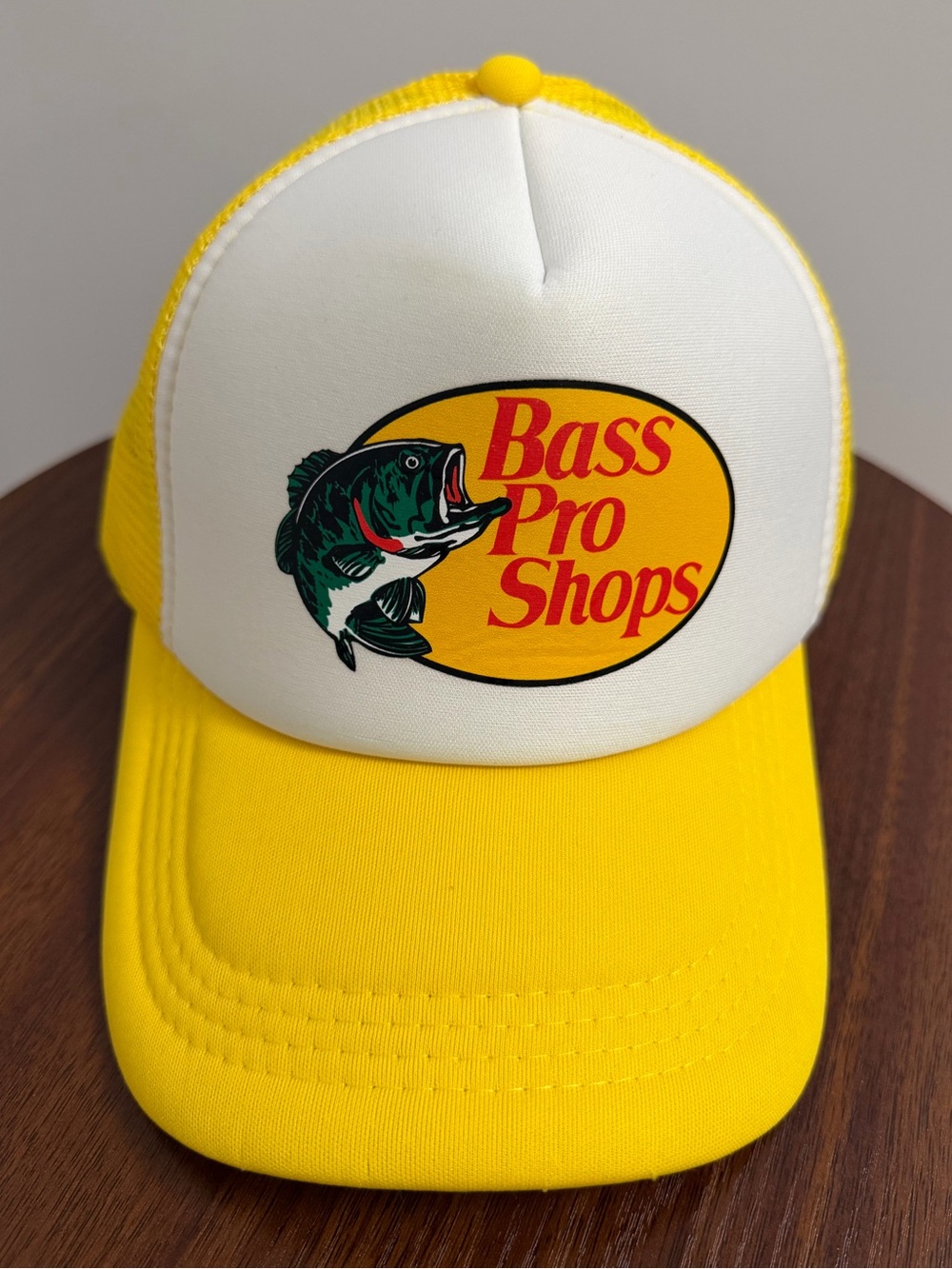 Bass Pro Shops Yellow & White Trucker Baseball Cap with Fish Logo 💛🤍
